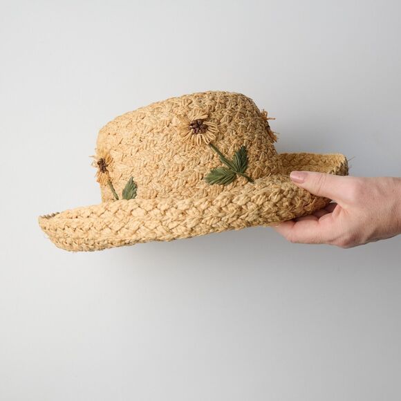 GAP Tan Straw Hat with Floral Accents - Picture 2 of 8